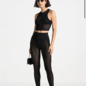 Maniere De Voir Black Sheer Leggings Set